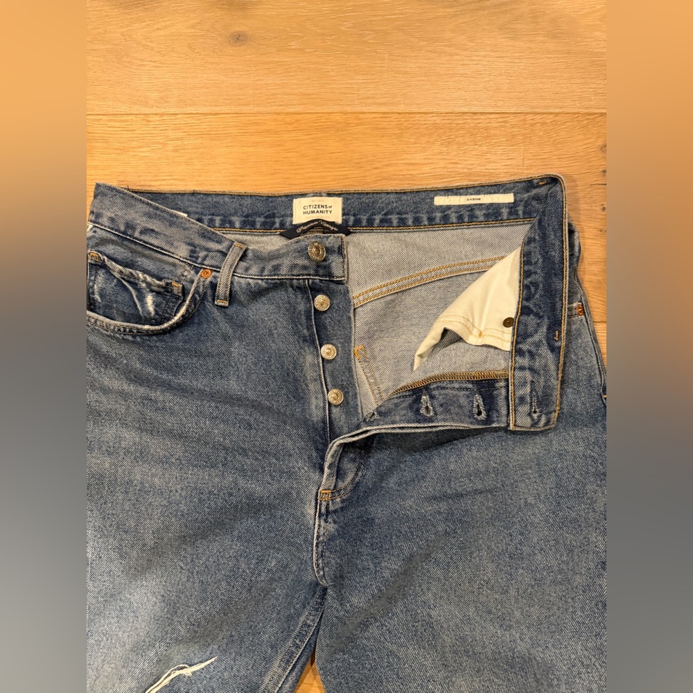 CITIZENS of HUMANITY Sabine Straight Leg High Waist Ripped Blue Jeans Size 29 - Picture 5 of 14